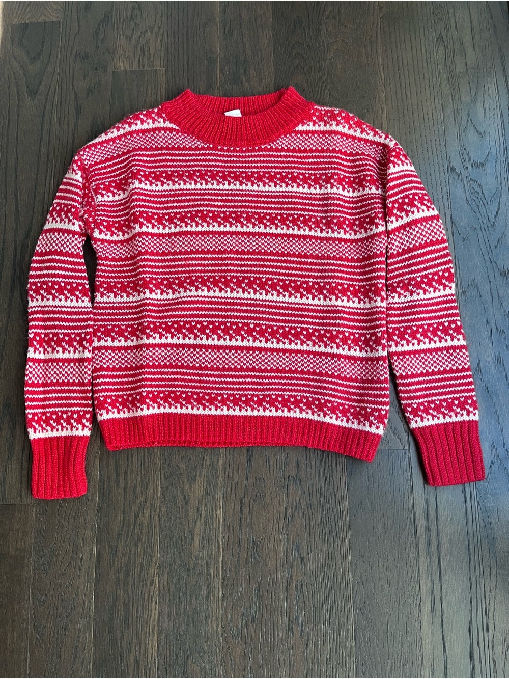 GAP Red and White Fair Isle Crewneck Sweater